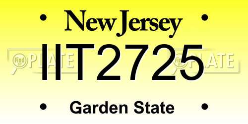 IIT2725 New Jersey License Plate