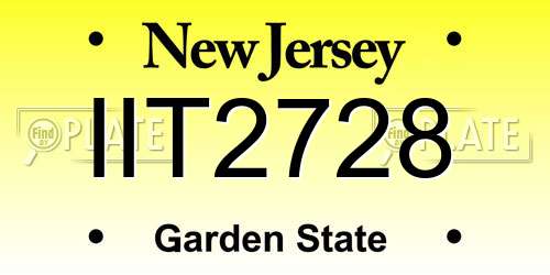 IIT2728 New Jersey License Plate