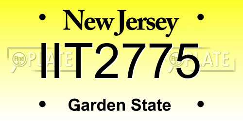 IIT2775 New Jersey License Plate