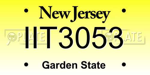IIT3053 New Jersey License Plate