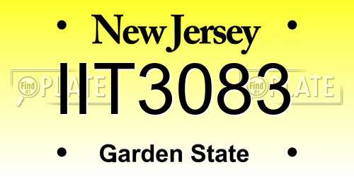 IIT3083 New Jersey License Plate