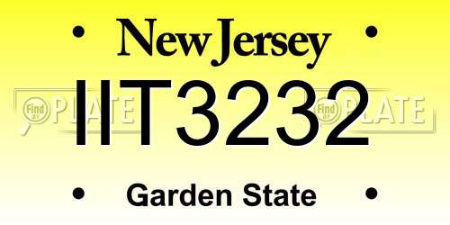 IIT3232 New Jersey License Plate