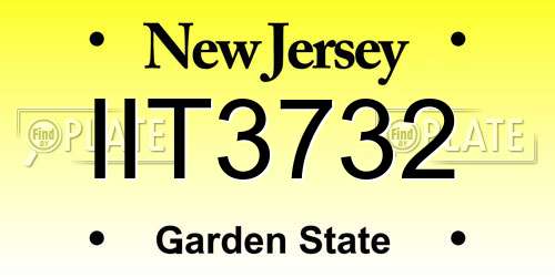 IIT3732 New Jersey License Plate