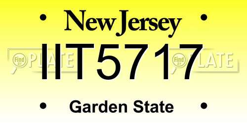 IIT5717 New Jersey License Plate