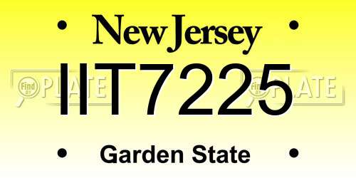 IIT7225 New Jersey License Plate