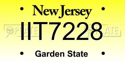 IIT7228 New Jersey License Plate