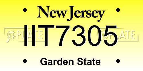 IIT7305 New Jersey License Plate