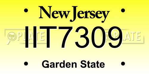 IIT7309 New Jersey License Plate