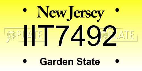 IIT7492 New Jersey License Plate