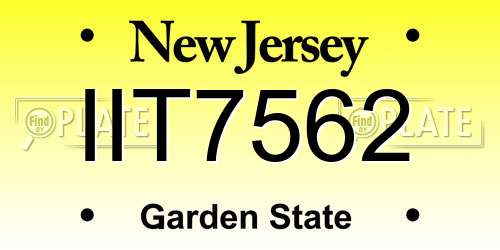 IIT7562 New Jersey License Plate