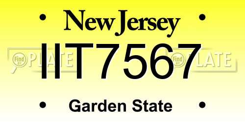 IIT7567 New Jersey License Plate