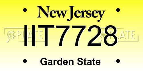 IIT7728 New Jersey License Plate