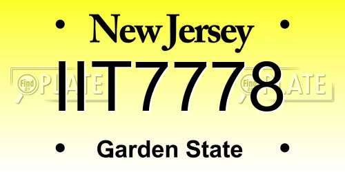 IIT7778 New Jersey License Plate