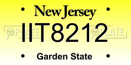 IIT8212 New Jersey License Plate