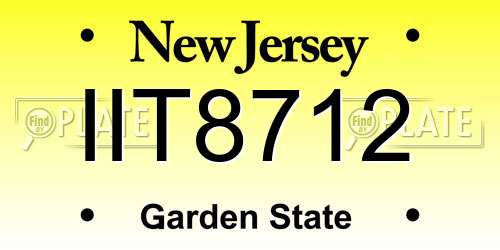 IIT8712 New Jersey License Plate