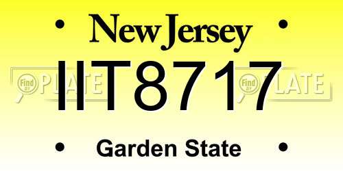 IIT8717 New Jersey License Plate
