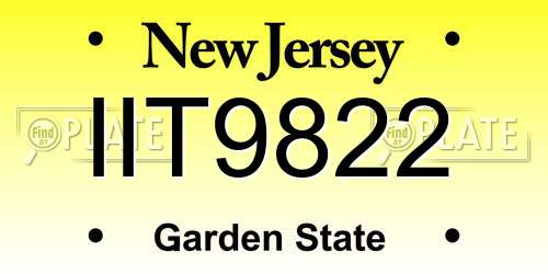 IIT9822 New Jersey License Plate
