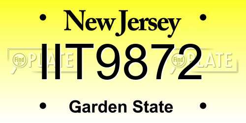 IIT9872 New Jersey License Plate
