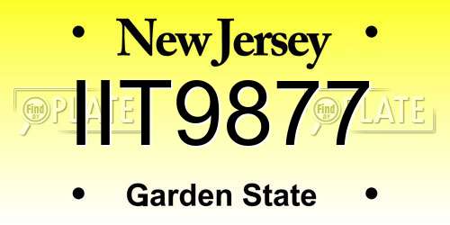 IIT9877 New Jersey License Plate