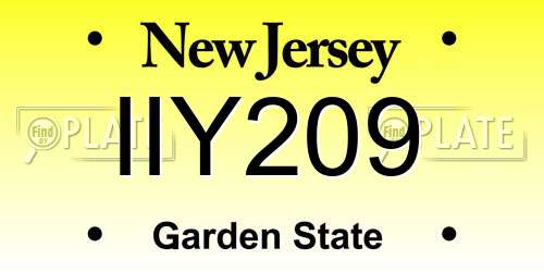 IIY209 New Jersey License Plate