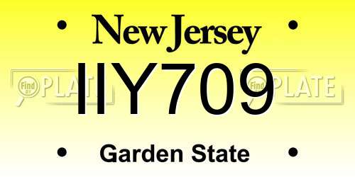 IIY709 New Jersey License Plate