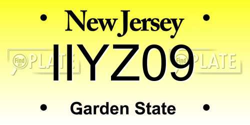 IIYZ09 New Jersey License Plate