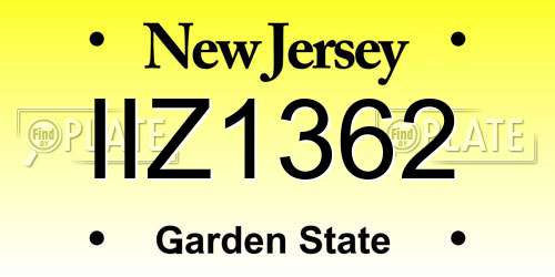 IIZ1362 New Jersey License Plate