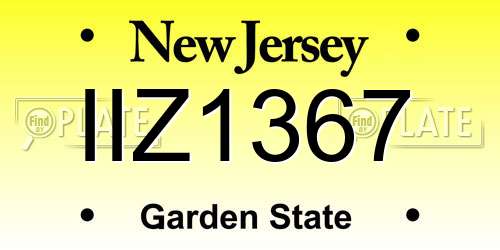 IIZ1367 New Jersey License Plate