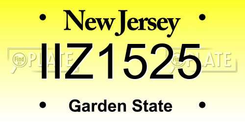 IIZ1525 New Jersey License Plate