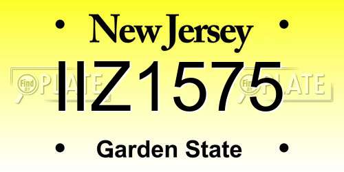IIZ1575 New Jersey License Plate