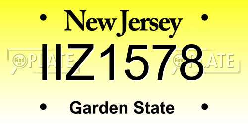 IIZ1578 New Jersey License Plate
