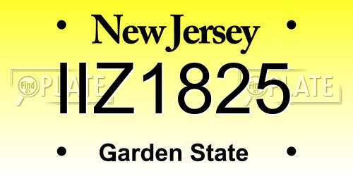 IIZ1825 New Jersey License Plate