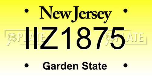 IIZ1875 New Jersey License Plate