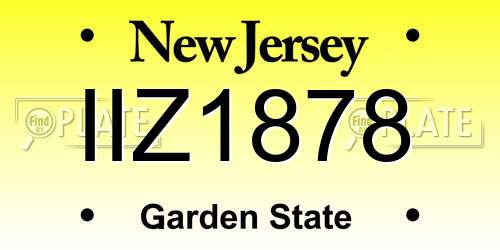 IIZ1878 New Jersey License Plate