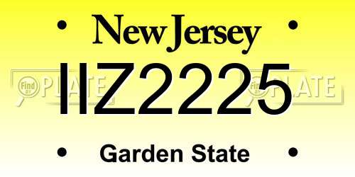 IIZ2225 New Jersey License Plate