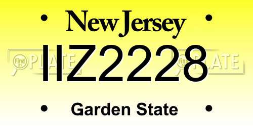 IIZ2228 New Jersey License Plate