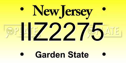 IIZ2275 New Jersey License Plate