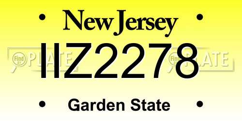 IIZ2278 New Jersey License Plate