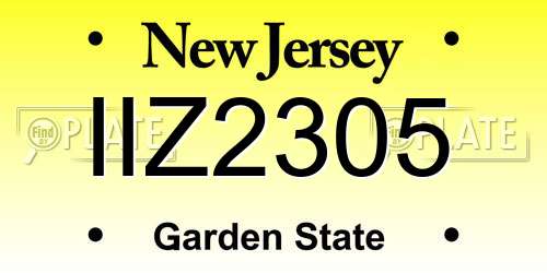 IIZ2305 New Jersey License Plate