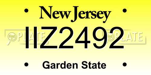 IIZ2492 New Jersey License Plate