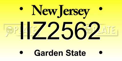 IIZ2562 New Jersey License Plate