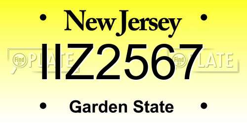 IIZ2567 New Jersey License Plate