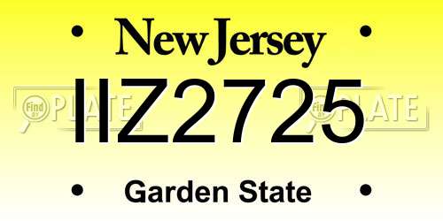 IIZ2725 New Jersey License Plate
