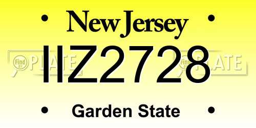 IIZ2728 New Jersey License Plate