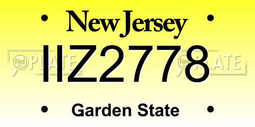IIZ2778 New Jersey License Plate