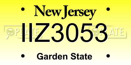 IIZ3053 New Jersey License Plate