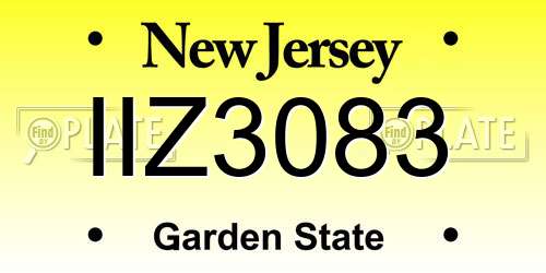 IIZ3083 New Jersey License Plate