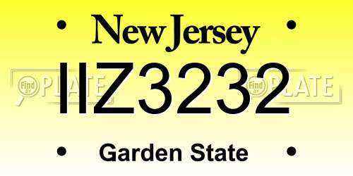 IIZ3232 New Jersey License Plate