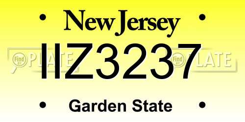 IIZ3237 New Jersey License Plate