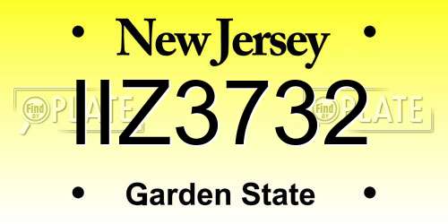 IIZ3732 New Jersey License Plate